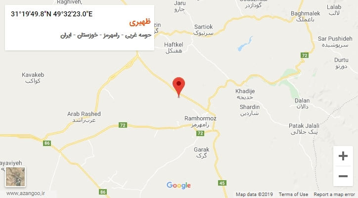روستای ظهیری بر روی نقشه