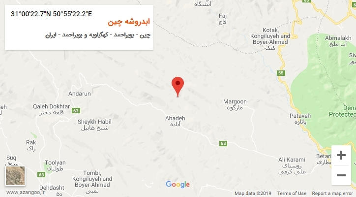 روستای ابدروشه چین بر روی نقشه