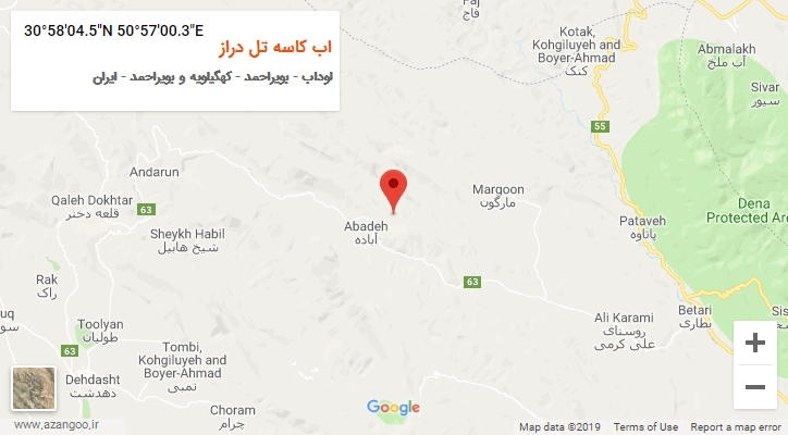 روستای اب کاسه تل دراز بر روی نقشه
