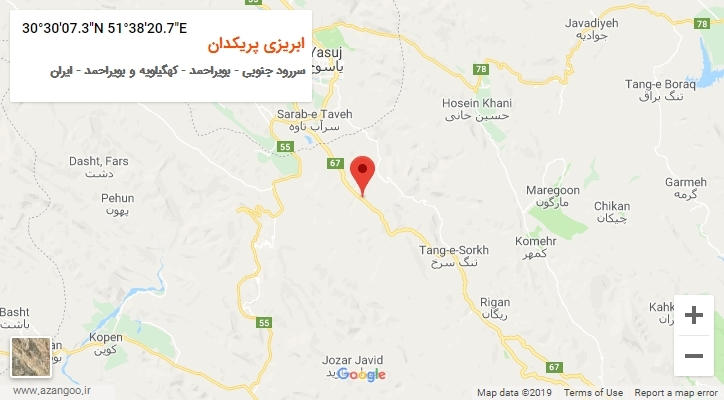 روستای ابریزی پریکدان بر روی نقشه