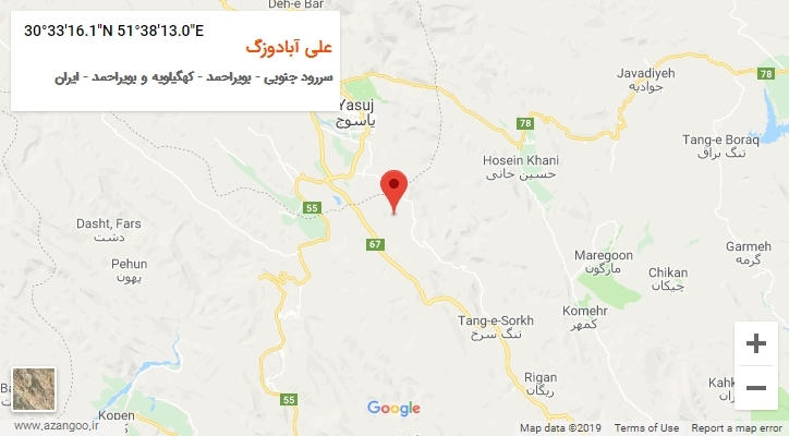 روستای علی آبادوزگ بر روی نقشه