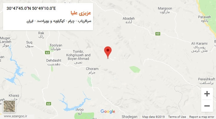 روستای عزیزی علیا بر روی نقشه