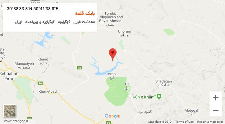 روستای بابک قلعه بر روی نقشه