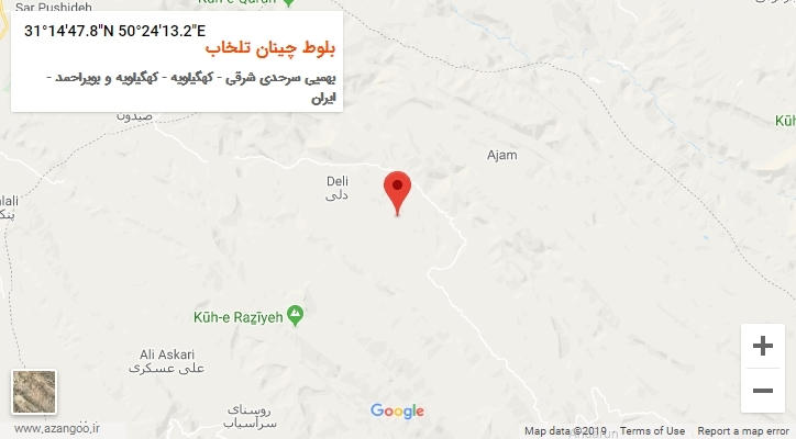 روستای بلوط چینان تلخاب بر روی نقشه