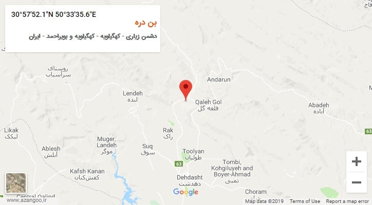 روستای بن دره بر روی نقشه