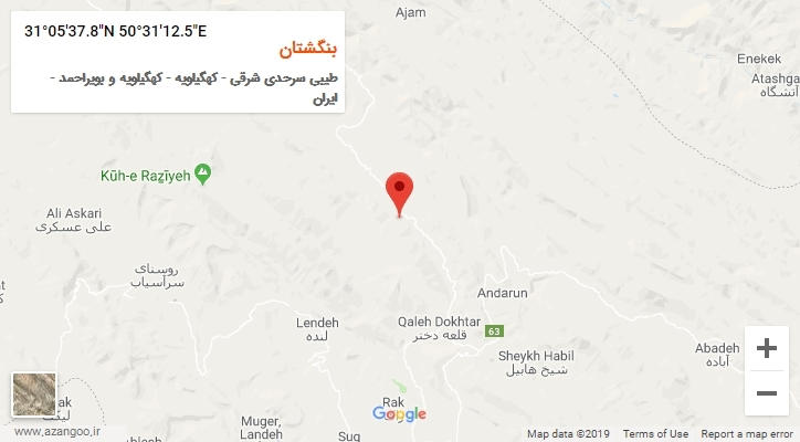 روستای بنگشتان بر روی نقشه