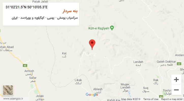 روستای بنه سردار بر روی نقشه