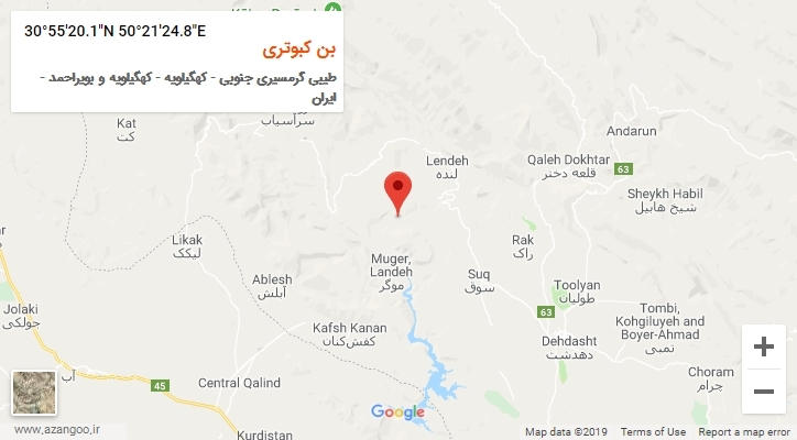 روستای بن کبوتری بر روی نقشه