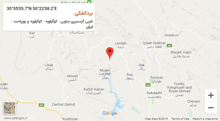 روستای بردکشکی بر روی نقشه
