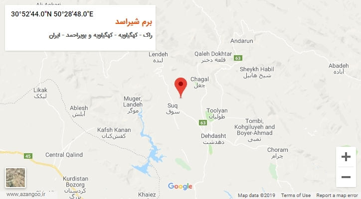 روستای برم شیراسد بر روی نقشه