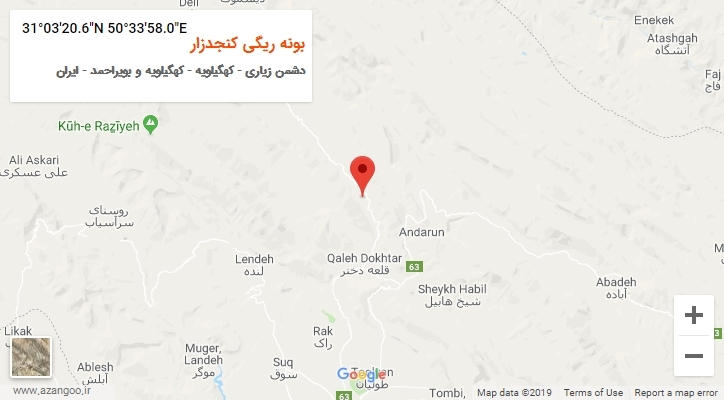 روستای بونه ریگی کنجدزار بر روی نقشه