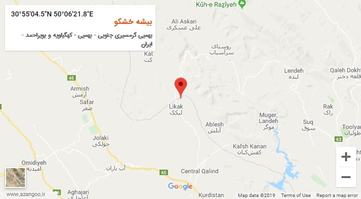 روستای بیشه خشکو بر روی نقشه