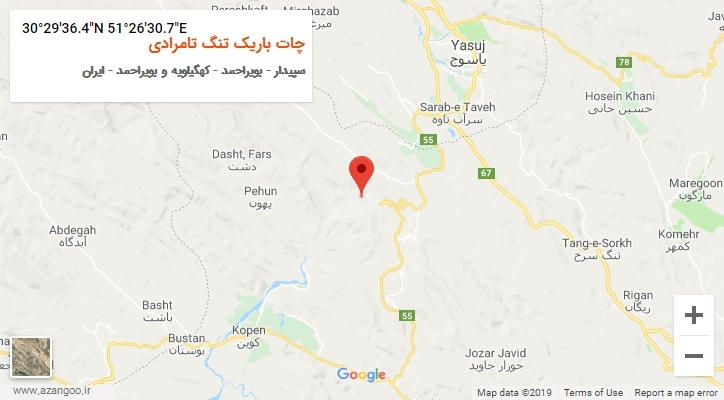 روستای چات باریک تنگ تامرادی بر روی نقشه