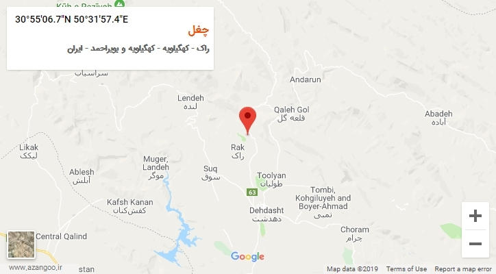 روستای چغل بر روی نقشه