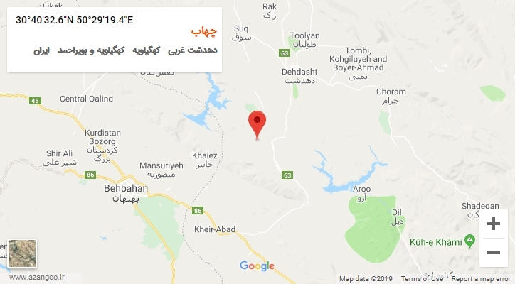 روستای چهاب بر روی نقشه
