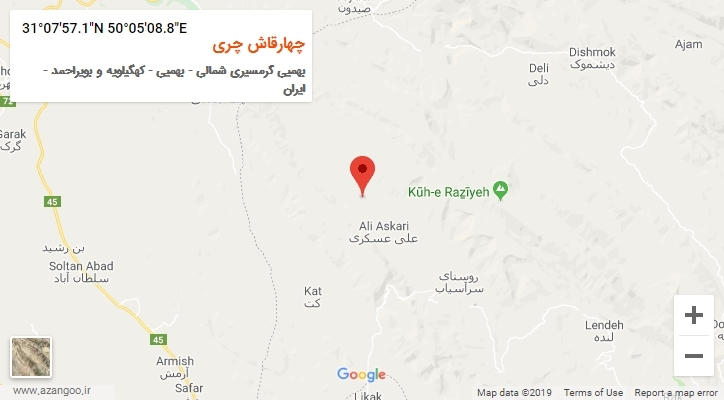 روستای چهارقاش چری بر روی نقشه