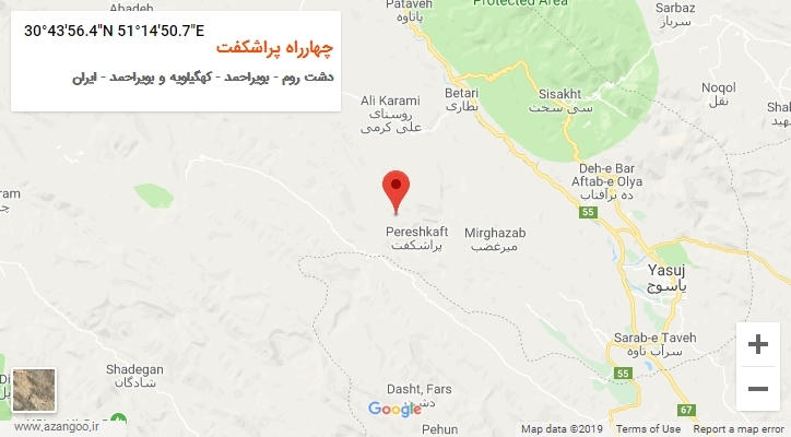 روستای چهارراه پراشکفت بر روی نقشه