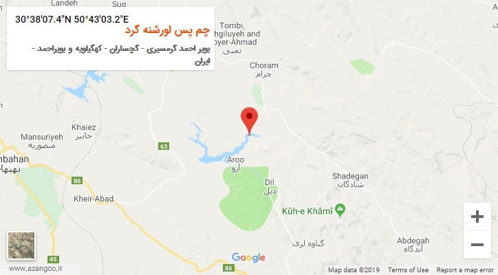 روستای چم پس لورشنه گرد بر روی نقشه