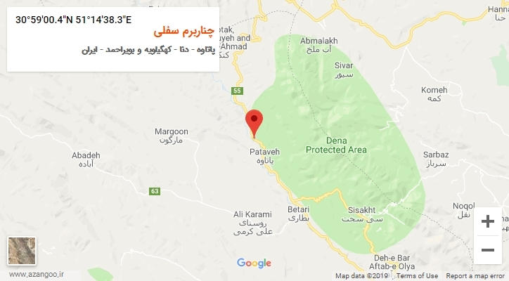 روستای چناربرم سفلی بر روی نقشه