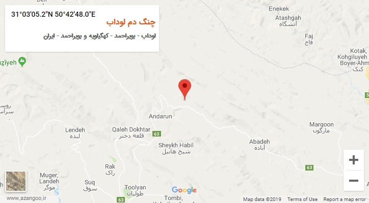 روستای چنگ دم لوداب بر روی نقشه