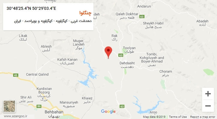 روستای چنگلوا بر روی نقشه