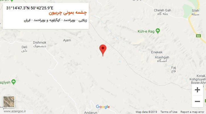 روستای چشمه بمونی چربیون بر روی نقشه