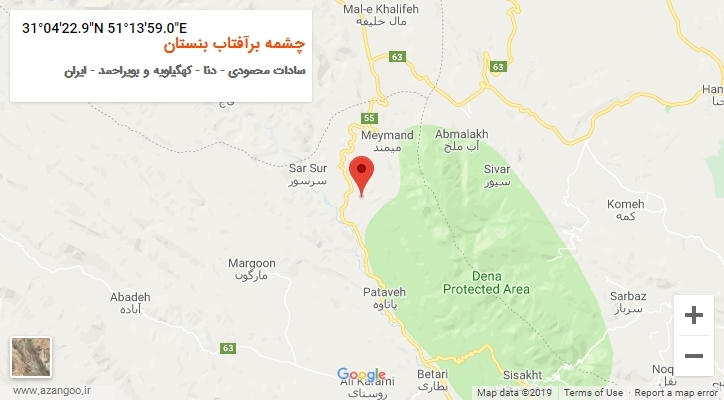 روستای چشمه برآفتاب بنستان بر روی نقشه