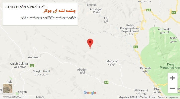 روستای چشمه لشه ای جوکار بر روی نقشه