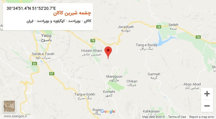 روستای چشمه شیرین کاکان بر روی نقشه