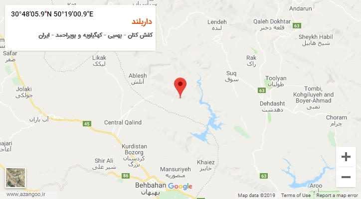روستای داربلند بر روی نقشه