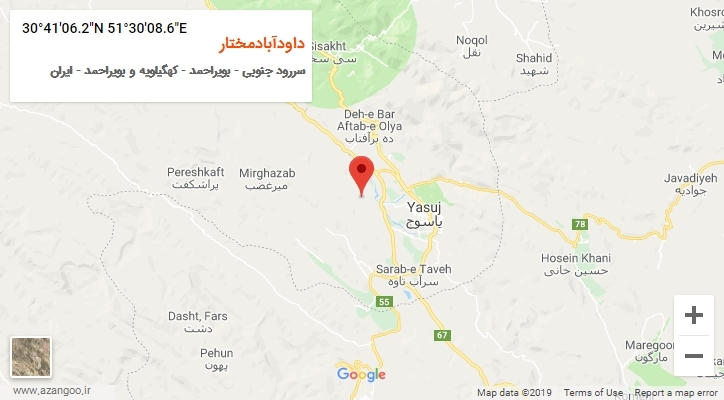روستای داودآبادمختار بر روی نقشه