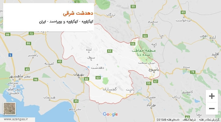 دهستان دهدشت شرقی بر روی نقشه