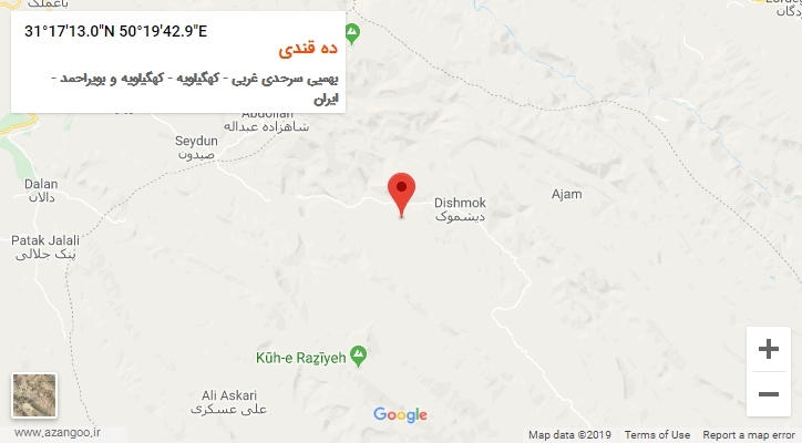 روستای ده قندی بر روی نقشه