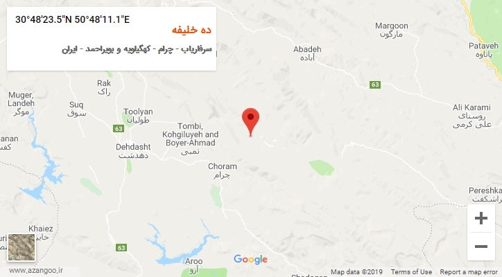روستای ده خلیفه بر روی نقشه