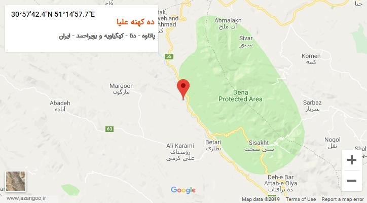 روستای ده کهنه علیا بر روی نقشه