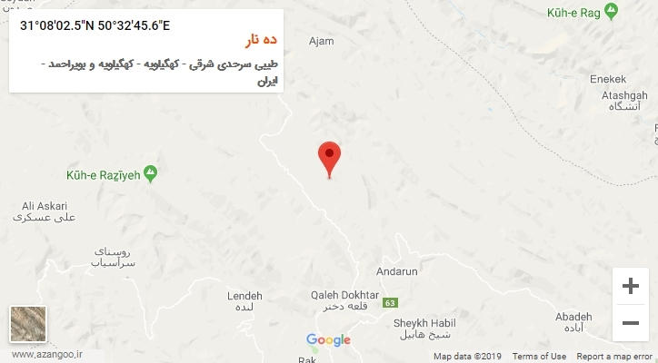روستای ده نار بر روی نقشه