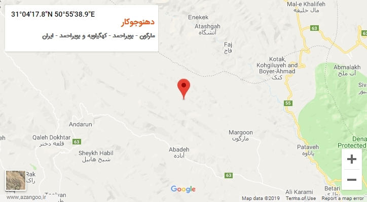 روستای دهنوجوکار بر روی نقشه