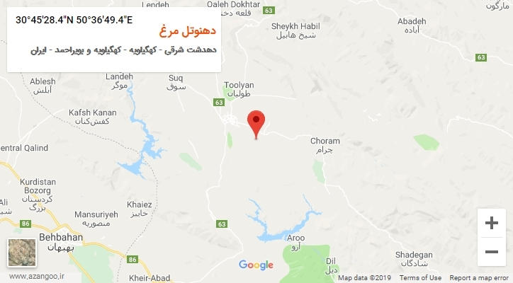 روستای دهنوتل مرغ بر روی نقشه