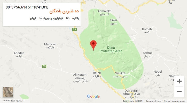 روستای ده شیرین بادنگان بر روی نقشه