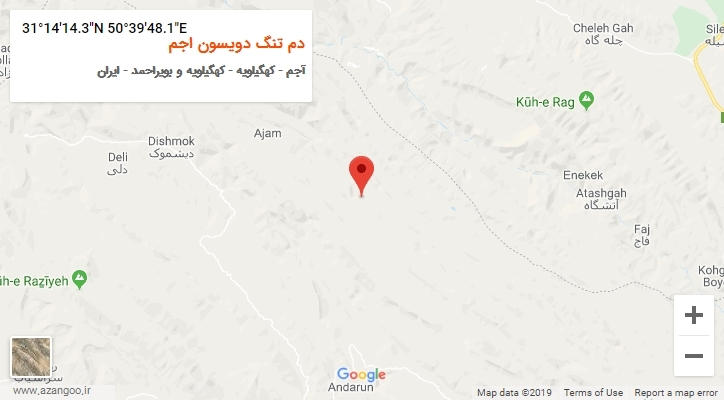 روستای دم تنگ دویسون اجم بر روی نقشه