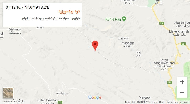 روستای دره بیدمورزرد بر روی نقشه