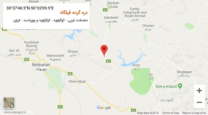 روستای دره گرده فیلگاه بر روی نقشه