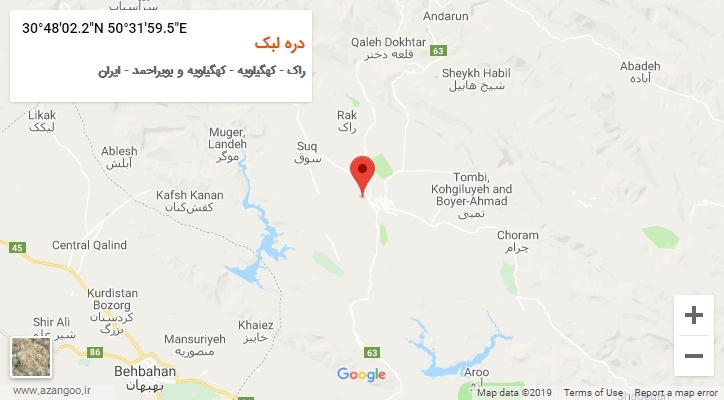 روستای دره لبک بر روی نقشه