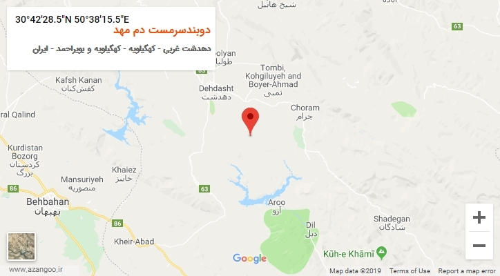 روستای دوبندسرمست دم مهد بر روی نقشه
