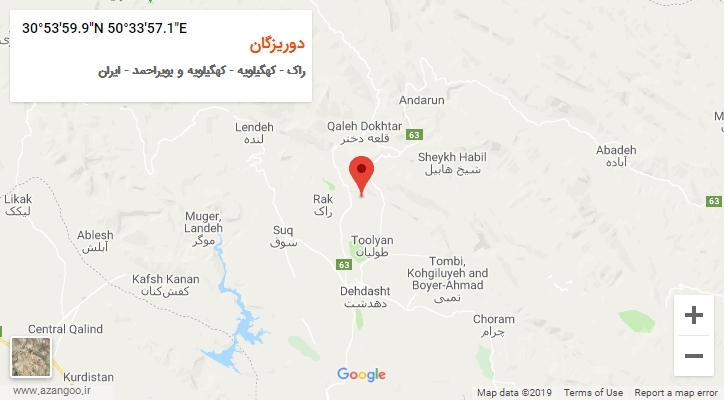 روستای دوریزگان بر روی نقشه