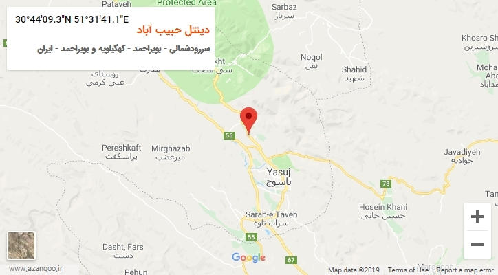 روستای دینتل حبیب آباد بر روی نقشه