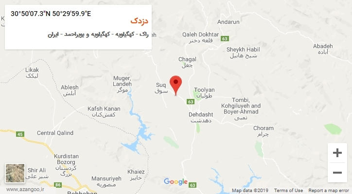 روستای دزدک بر روی نقشه
