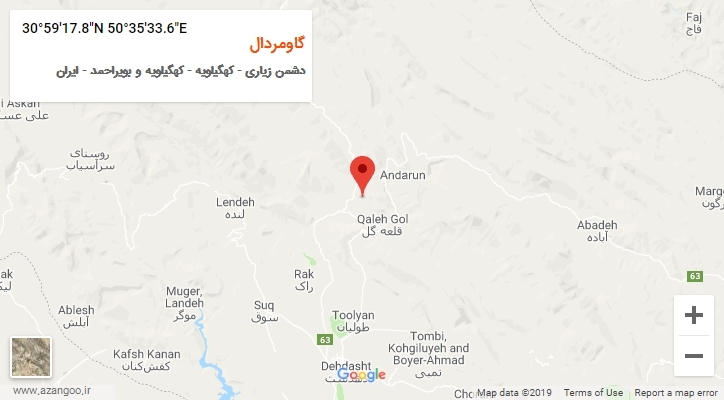روستای گاومردال بر روی نقشه
