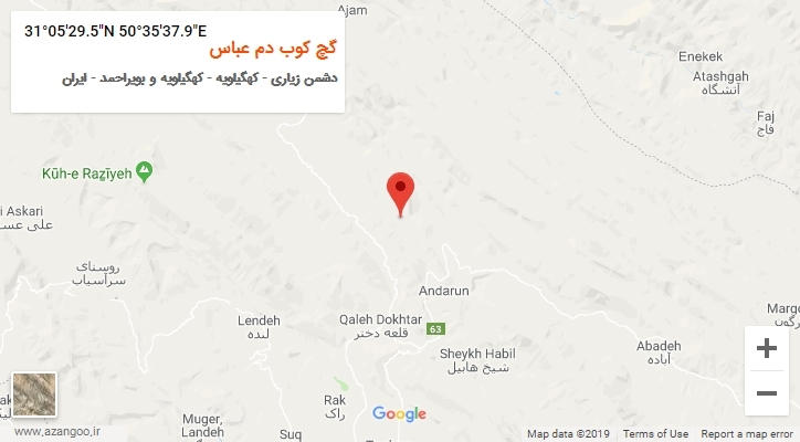 روستای گچ کوب دم عباس بر روی نقشه