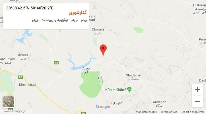 روستای گدارشهری بر روی نقشه